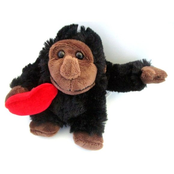Black Gorilla Plush Toy - Heart in Hand Love/Valentine Gift - 4" Unbranded Lovey - Picture 2 of 5
